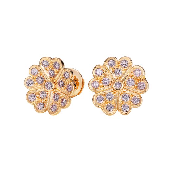 Wildflower Campion Fancy Light Pink Diamond Earrings