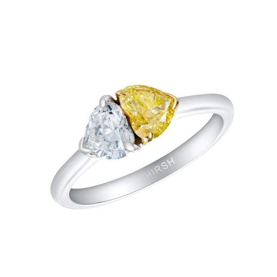 Duet Yellow and White Heart Shape Diamond Ring
