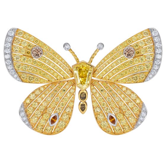 Butterfly Yellow Diamond Brooch