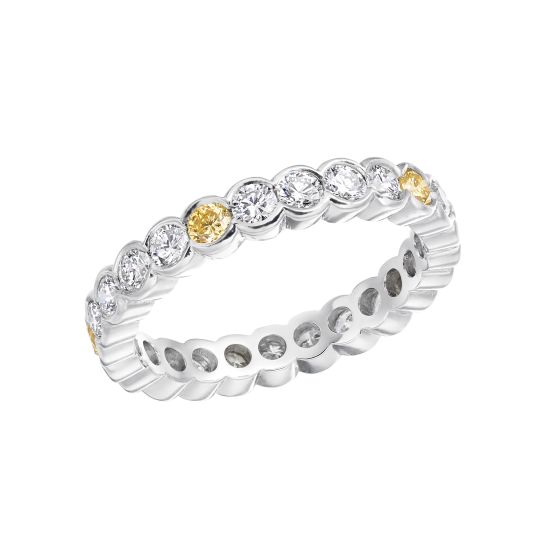 Eternity Yellow and White Diamond Ring 