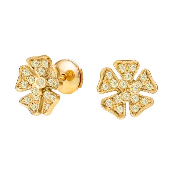 Wildflower Buttercup Yellow Diamond Earrings