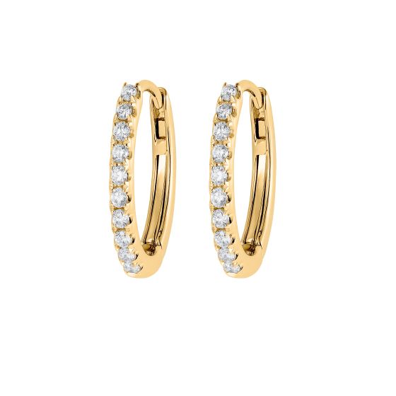 Hoop Yellow Gold Diamond Earrings