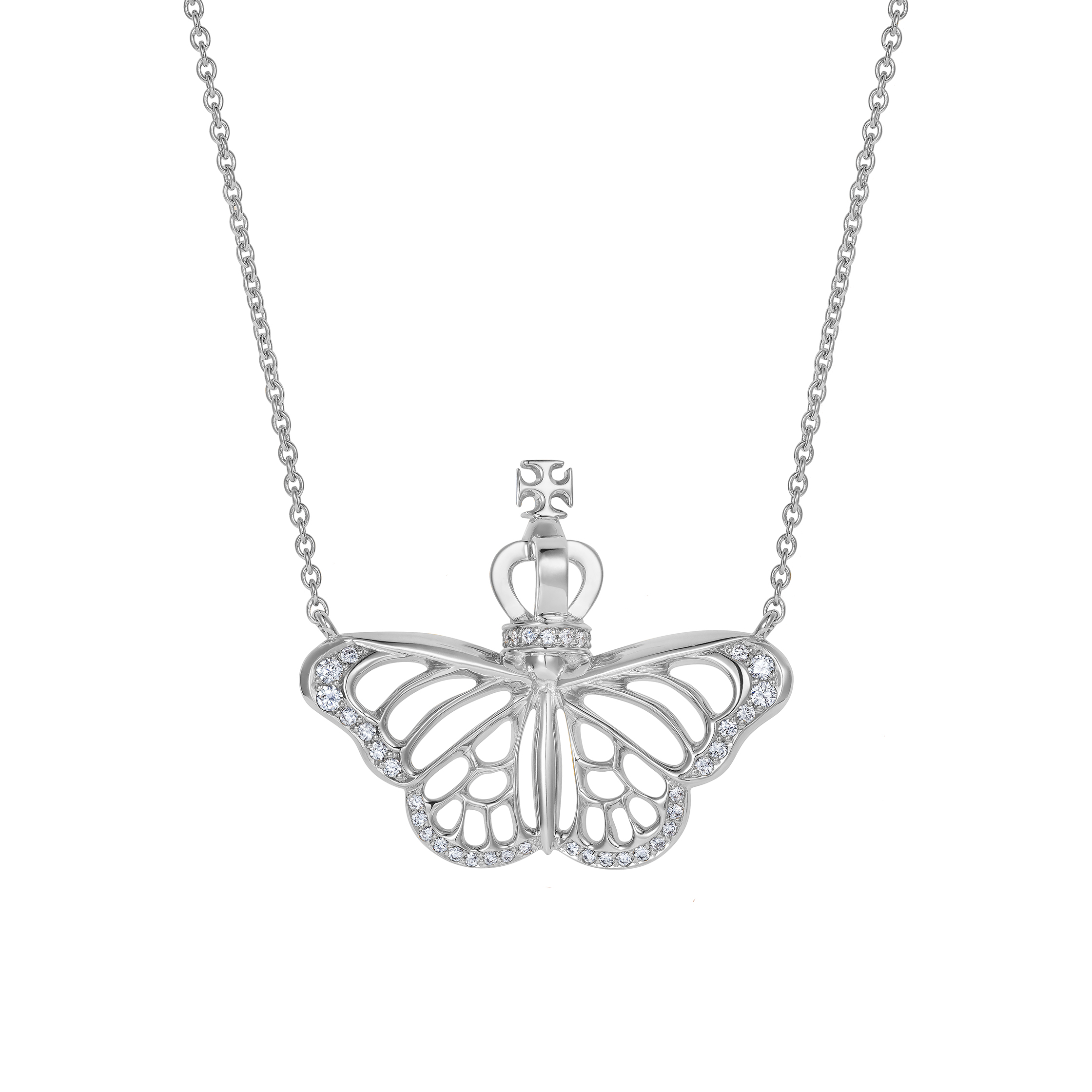 Monarch Butterfly White Gold Pendant