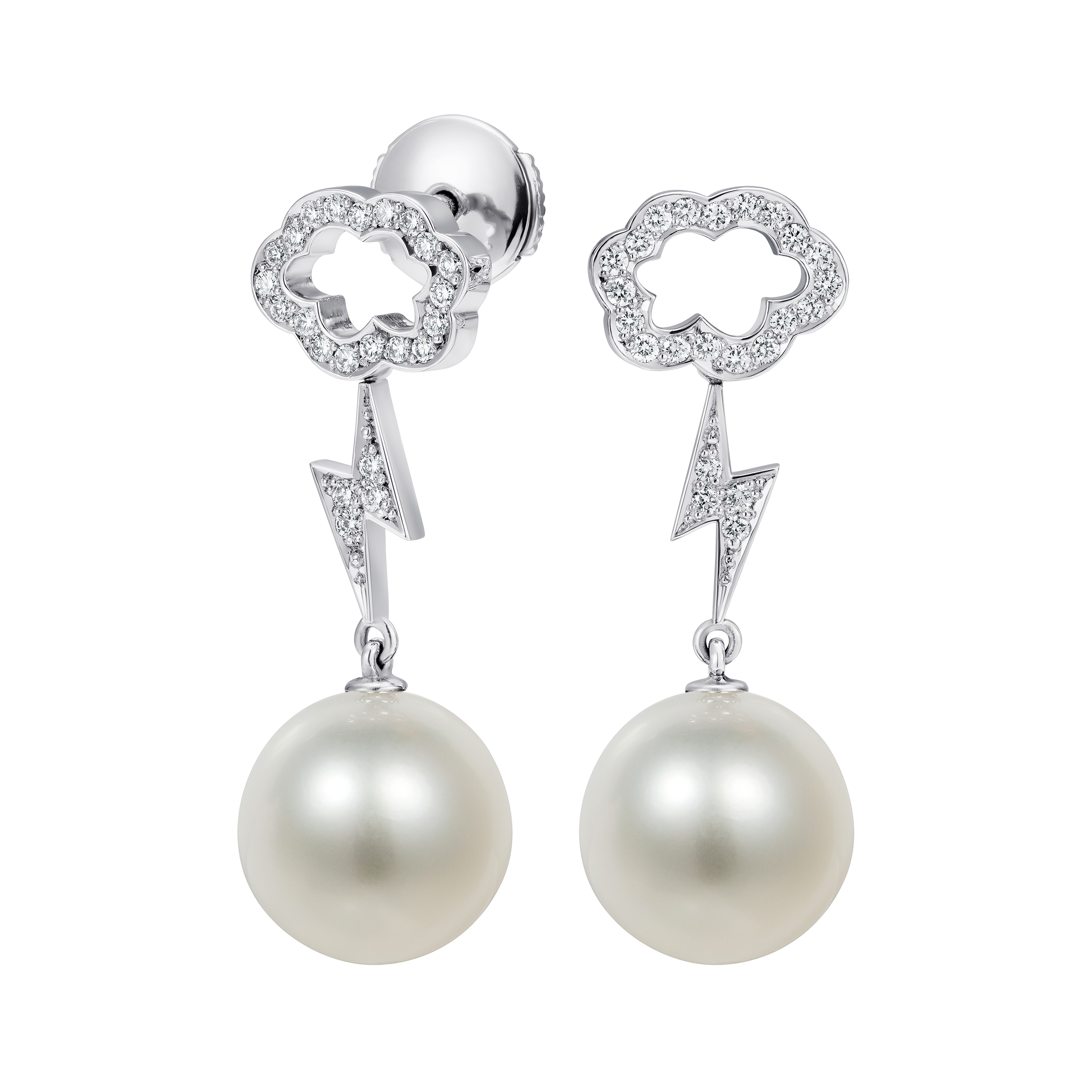 Storm Cloud Pearl and Diamond Earrings